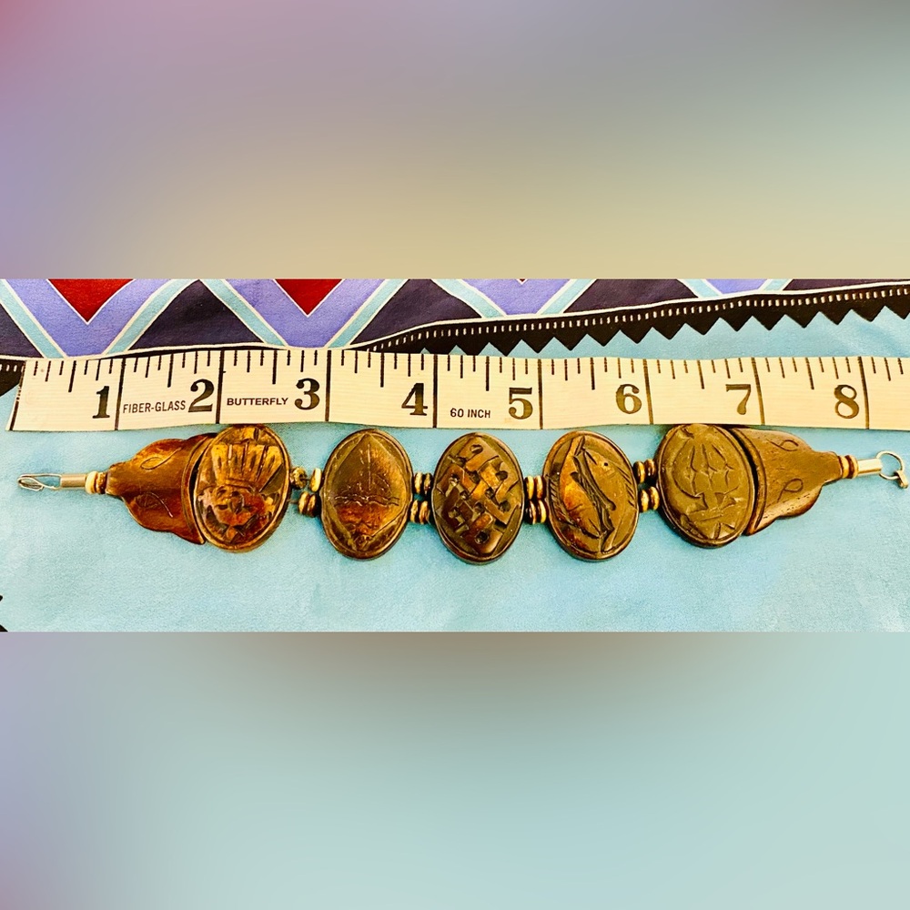 Vintage Unique Bracelet - wood, possibly petrified wood carvings